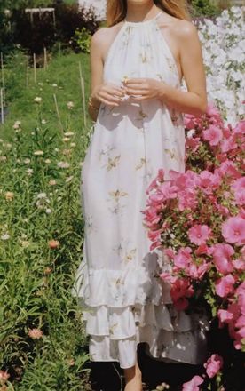 byTiMo Viscose Halterneck Dress In White Floral