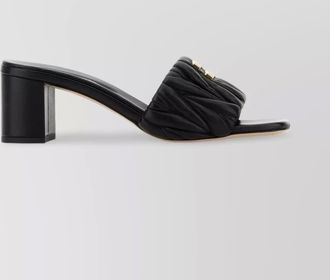 Miu Miu nappa leather block heel mules with quilted design