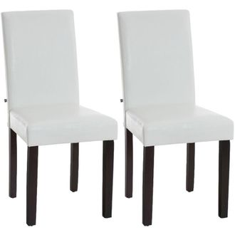 Clp Set De 2 Sillas De Comedor Ina En Cuero Sint&eacute;tico Blanco Marr&oacute;n Oscuro