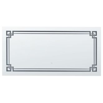 Beliani Beliani - Espejo De Pared Led De Vidrio Plateado 120 X 60 Cm Colgante Maquillaje Avranches