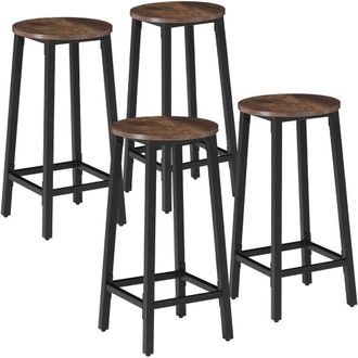 TecTake Set Of Bar Stools Corby Industrial Wood Dark, Rustic Set Of 4 in Brown