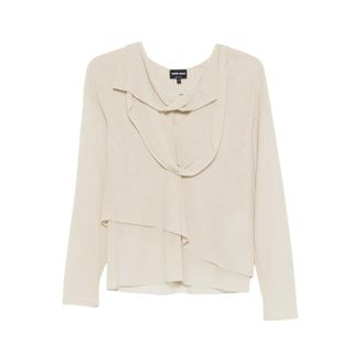 Giorgio Armani Blouses, female, Beige, Size: S Draped Effect Jersey Jumper