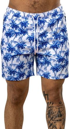 Maceoo Swim Marthyr Print Swim Trunks in Blue at Nordstrom, Size 5