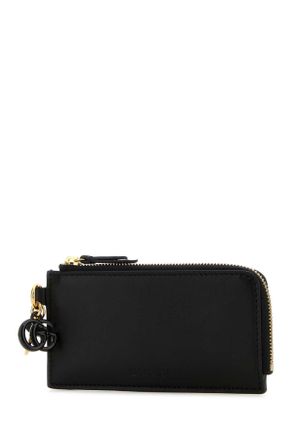 Gucci Womens Black Leather Card Holder Nero Calf Skinvarnish Portafogli
