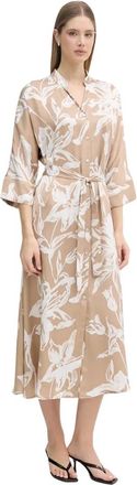 Joseph Ribkoff Floral Belted Shirt Dress - Dames - Shirt Kleedjes - Beige - XS - Polyester - Kleedjes