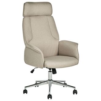 Beliani Beliani - Silla De Oficina Reclinable De Poli&eacute;ster Beige Plateado Giratorio Regulable Pilot