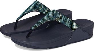 FitFlop Lulu Crystal Embellished Toe-Post Sandals Womens Shoes Iridescent Navy : 11 M (B), Textile