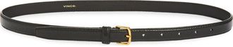 Vince Stitched Feathered Edge Belt in Black /Antique Brass at Nordstrom Rack, Size X-Large