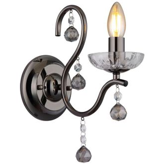 Globo Lighting Lampada da parete a candela con cristalli color canna di fucile e paralume in vetro trasparente 1x E14