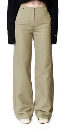 Maison Margiela Wide Leg Khaki Pants In Stone
