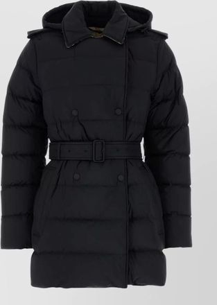 Burberry down belted quilted parka coat