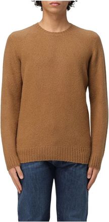 Drumohr Cardigan Top met Zakdetail - Heren - Ronde hals truien - Bruin - L - Truien & Vesten