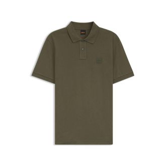 BOSS Stretch-cotton slim-fit polo shirt with logo patch