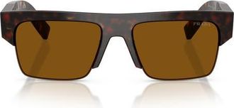 Prada 55mm Rectangular Sunglasses in Root Tortoise/dark Bronze at Nordstrom