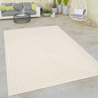 Paco Home Paco Home - Alfombra Salon De Habitacion Cocina Exterior Terraza Abstract Rayas 3D Crema Crema 160x230 cm