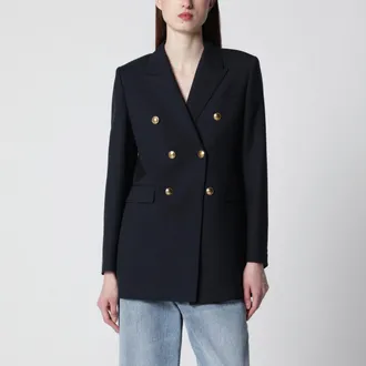 Saint Laurent Double-breasted virgin wool gabardine jacket in navy