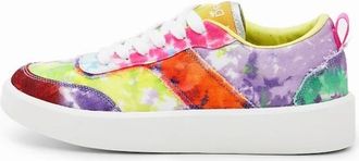 Desigual Womens Tiedye Rainbow Sneakers Casual Lowtops - White - Size EU 36