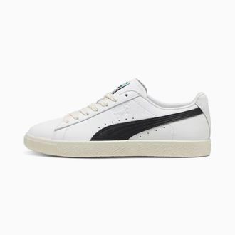 Puma Mens Puma Clyde 39870301 Sneakers White Black Leather Lace-Up Lifestyle Shoes