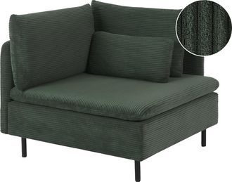 Beliani Sill&oacute;n Modular De Pana Asiento 1 Plaza Coj&iacute;n Adicional Moderno Verde Oscuro Lemvig