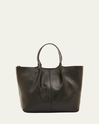 IL BISONTE Nina Small Pleated Leather Tote Bag