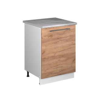 Vicco Mueble Bajo De Cocina Fame-line, Roble Dorado/blanco, 60 Cm 1 Puerta Con Encimera, Vicco