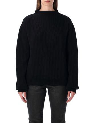 Rick Owens Al Pul Ribbed Knit Open Back Sweater