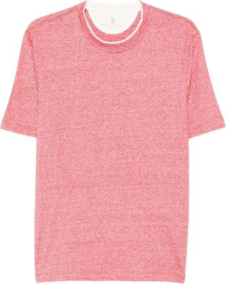 Brunello Cucinelli T-shirt met contrasterende afwerking - Rood