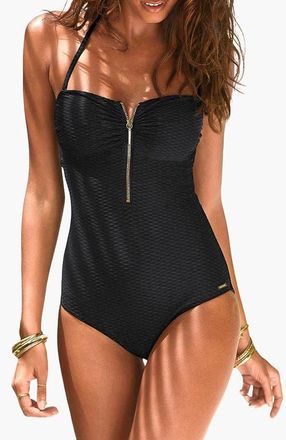 Lascana Womens Bandeau One Piece Size 12A/B in Black at Nordstrom