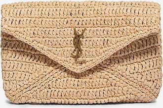 Saint Laurent Clutch aus Bast mit Kettengurt Cassandre