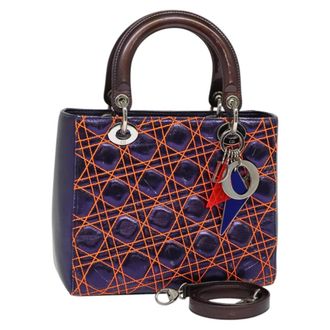 Dior Lady Dior Purple Leather Handbag (Pre-Owned)