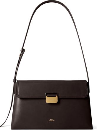 A.P.C. Sac Simone Gold Clasp Brown Leather Shoulder Bag