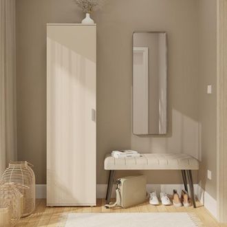 Dmora Armario Multiuso 1 Puerta Lerosota, 5 Estantes, Una Puerta, 6 Compartimentos, 50x185h Cm Beige Cashmere
