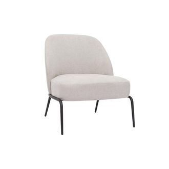Miliboo Miliboo - Sill&oacute;n Moderno De Tejido Efecto Aterciopelado Texturizado Beige Y Metal Negro Brego