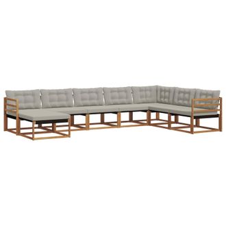 vidaXL Conjunto De Sof&aacute;s De Exterior 8 Pcs Gris Natural Y Claro Vidaxl