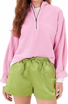 Free People Celeste Quarter Zip Sweater In Hummingbird Pink