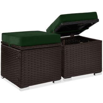 Best Choice Products Set of 2 Wicker Ottomans, Multipurpose Furniture w/ Removable Cushions, Steel Frame