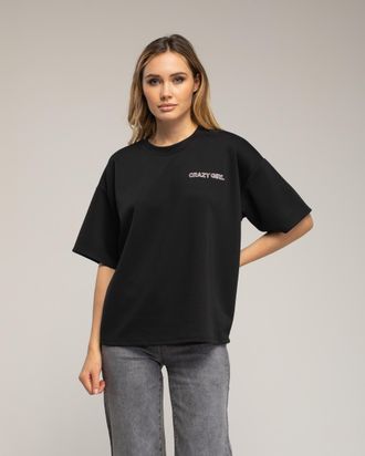 Tantra Sweatshirt met korte mouwen en de tekst crazy girl op de voorkant en de rug