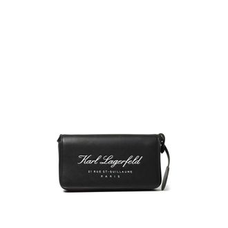 Karl Lagerfeld Cross Body Bags, female, Black, Size: ONE SIZE Hotel Karl Flap Shoulder Bag Tech Leather