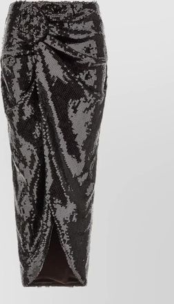 Rotate sequined draped knot midi fitted skirt