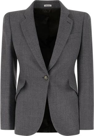 Alexander McQueen Chaqueta de lana a rayas con solapas cruzadas - Jackets - Mujer - Gris - S