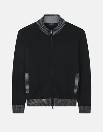 Paul & Shark Paul & Shark Mens Pure Wool Full Zip Sweater Black - Size: 44