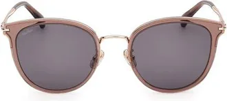 Max Mara 55mm Round Sunglasses in Shiny Dark Brown/smoke at Nordstrom
