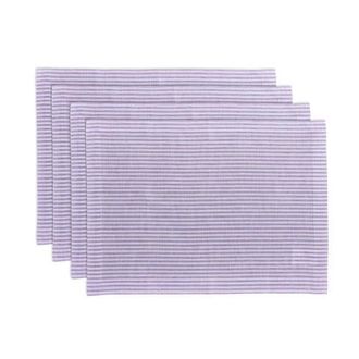 Solino Home Linen Placemats - Narrow Stripe, 14 x 19 in Lavender And White at Nordstrom, Size Medium
