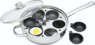 KitchenCraft Escalfador de huevos 28cm con 6 agujeros en acero inoxidable plateado