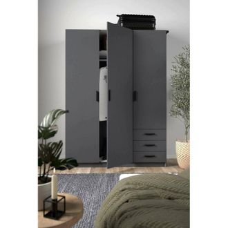 Dmora Armario 3 Puertas Thea, Muebles De Dormitorio, Vestidor, Armario De Ropa, 147x50 H200 Cm, Gris - Dmora