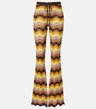 Bananhot Pantalones flared calados Kim en mezcla de algod&oacute;n