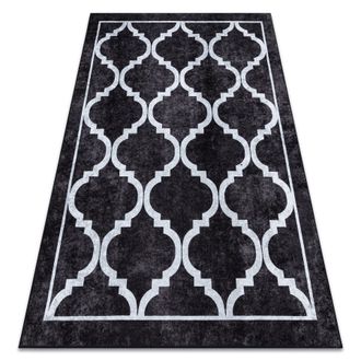 RugsX Rugsx - Alfombra Lavable Miro 51639.806 Trellis Enjerado Antideslizante - Negro Black 120x170 Cm