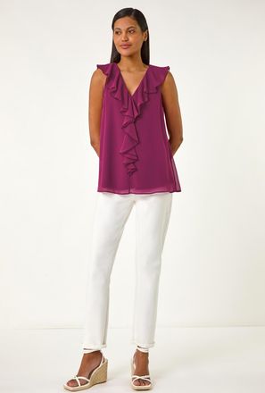 Roman Chiffon Ruffle Vest Top