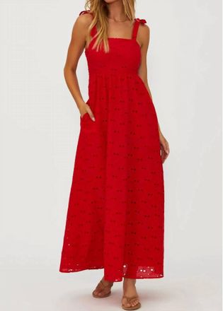 Beach Riot Charlotte Smocked Maxi Dress In Red Eyelet