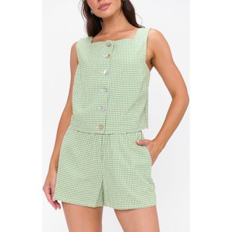 Show me your Mumu Maren Top in Field Green Gingham at Nordstrom, Size X-Small